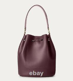 Ralph Lauren Polo Leather Drawstring Bucket Bag Andie Burdundy Wine Red gift