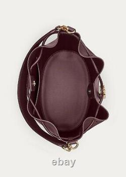 Ralph Lauren Polo Leather Drawstring Bucket Bag Andie Burdundy Wine Red gift