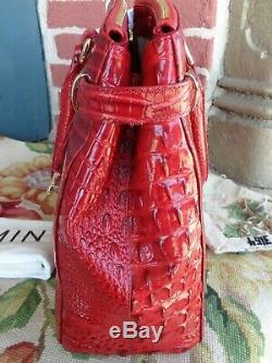 Rare Nwt Brahmin Scarlet Audra Croco Embos Leather Business Carryall Satchel Bag