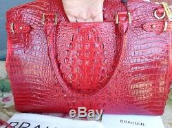 Rare Nwt Brahmin Scarlet Audra Croco Embos Leather Business Carryall Satchel Bag