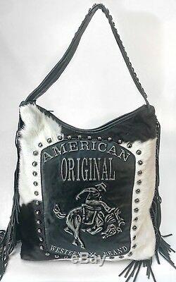 Raviani Hobo Bag With AMERICAN ORIGINAL Design With Fringe &Silver Studs CCW Holster
