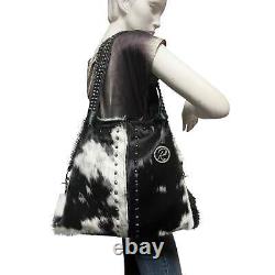 Raviani New Hobo/Satchel Bag in Black & White Calfskin Leather (Made in USA)