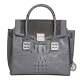 Raviani Satchel In Gray Embossed Crocodile & Hair On Leather With Swarovski Crysta