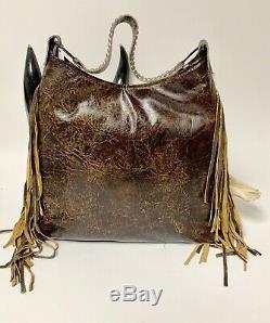 Raviani Western Hobo Bag In Hair On Leather With American Original & Fringe