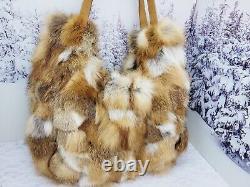 Real red fox fur tote bag Long fur shopper Huge bag Oversized large bag