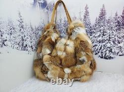 Real red fox fur tote bag Long fur shopper Huge bag Oversized large bag