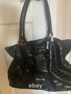 Roberto Cavalli Authentic Black Leather/Suede Handbag