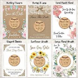 Round Bunting Personalised Wooden Wedding Save The Date Magnets & Backing Cards