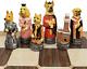 Royal Cats Vs Dogs Chess Men Set Hand Painted No Board