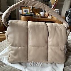 STAND STUDIO Quilted large clutch bag faux leather Warm Sand. NEW