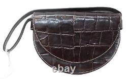 STAUD Ladies Brown Amal Large Mock Croc Print Leather Shoulder Bag NEW RRP325