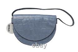 STAUD Ladies Light Blue Amal Large Mock Croc Leather Shoulder Bag NEW RRP325