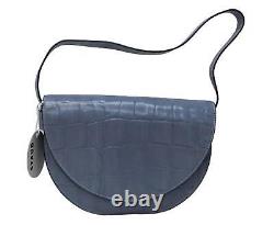 STAUD Ladies Light Blue Amal Large Mock Croc Print Leather Handbag NEW RRP325