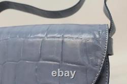 STAUD Ladies Light Blue Amal Large Mock Croc Print Leather Handbag NEW RRP325
