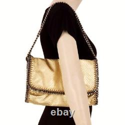 STELLA McCARTNEY Gold Metallic Snakeskin Falabella Chain Shoulder Bag AUTHENTIC