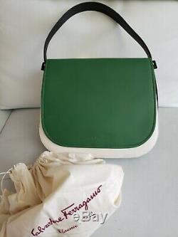 Salvatore Ferragamo Green Neva Shoulder Ssddle Bag $1990 SOFT Italy (RF-21F670)