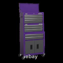 Sealey AP2200BBCPSTACK Top Chest Box Rolling Wheels Tool Cabinet 9 Drawer Purple