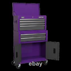 Sealey AP2200BBCPSTACK Top Chest, Mid-Box & Roll Cab 9 Drawer Stack Purple