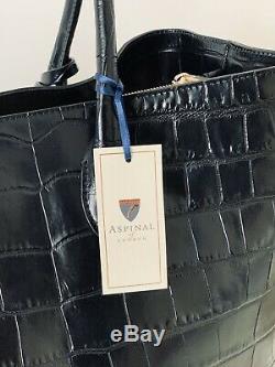 Stunning Aspinal Of London Black Soft Croc Leather Tote London Bag Rrp £650