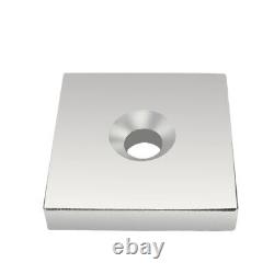 Super Strong Magnets. Large Neodymium 46mm Long 46mm Wid 9mm Thick 10mm Hole
