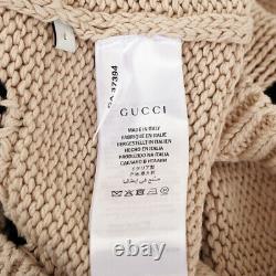 Sz L NEW $1800 GUCCI Men's Tan RED STICHED LAMB Knit ANIMAL MAGNETISM SWEATER