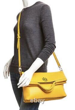 TORY BURCH Taylor Convertible Foldover Crossbody Bag $458 Cassia Yellow Leather