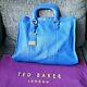 Ted Baker Large Blue Leather'totier' Tote Bag With Stab Stitch Detail Bnwot