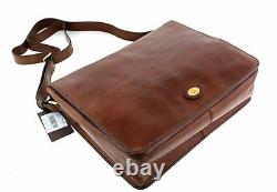 The Bridge Messenger/Dispatch Bag Large 052777 in Brown Leather NEW