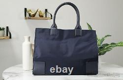 Tory Burch (55528) Ella Nylon Leather Detail Dark Navy Blue Tote Handbag Bag