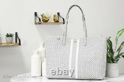Tory Burch (64206) Large Coated Canvas French Gray T Zag Tote Shoulder Handbag