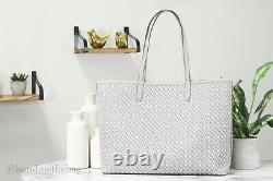 Tory Burch (64206) Large Coated Canvas French Gray T Zag Tote Shoulder Handbag