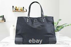 Tory Burch (81478) Large Ella Black Nylon Leather Shoulder Bag Tote Handbag