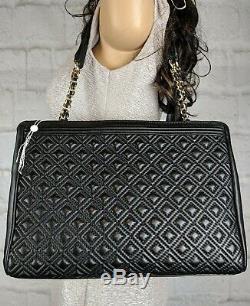 Tory Burch Black Quilted Leather Marion EW Slouchy Tote $550