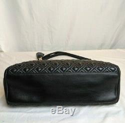 Tory Burch Black Quilted Leather Marion EW Slouchy Tote $550