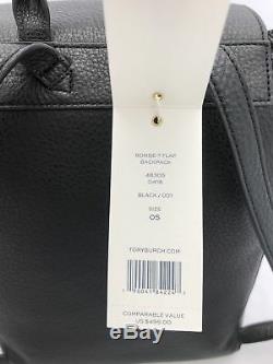 Tory Burch Bombe T Logo Flap Leather Backpack Black