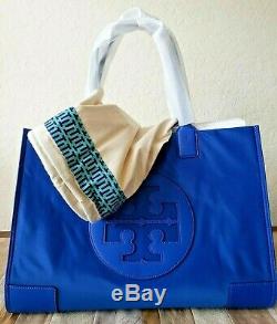 Tory Burch Ella Large Tote Bag Nylon And Leather Regal Blue + Duster Bag Nwt