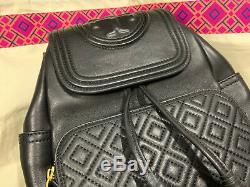 Tory Burch Fleming Backpack Black Quilted Leather Handbag Bag USD558