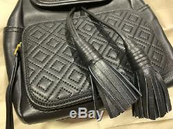 Tory Burch Fleming Backpack Black Quilted Leather Handbag Bag USD558