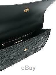 Tory Burch Fleming Black Leather Convertible Shoulder Bag Purse LARGE BLACK