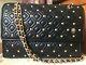 Tory Burch Fleming Stud Quilted Lambskin Leather Large Shoulder Bag Black New