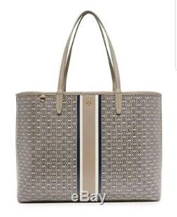 Tory Burch Gemini Link Coated Canvas Tote Handbag in French Gray