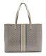 Tory Burch Gemini Link Coated Canvas Tote Handbag In French Gray