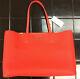 Tory Burch Large Perry Tote (pebbled Leather Poppy Red/apricot $395) Nwt