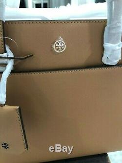 Tory Burch Large'Robinson' Pocket Tote Saffiano Leather Cardamom Tan Msrp 348