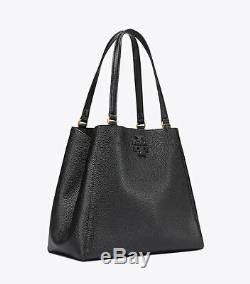 Tory Burch McGraw Carryall Large Tote Bag Black Leather handbag tote GENUINE