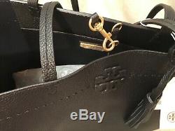 Tory Burch McGraw Large Tote Bag Black Leather handbag tote Authentic new