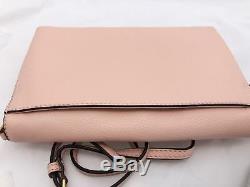 Tory Burch McGraw Leather Fold over Messenger Bag Crossbody Pink Quartz