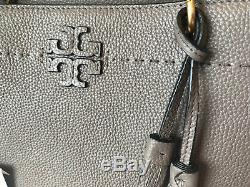 Tory Burch McGraw Triple Compartment Silver Maple Leather Tote Bag RRP USD498