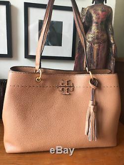 Tory Burch McGraw Triple Compartment Tan Baguette Leather Tote Bag RRP USD498