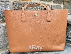 Tory Burch NEW Brody Tan Bark Light Gold Pebbled Leather Large Tote Bag $395